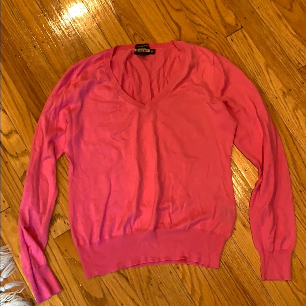 Ralph Lauren pink v-neck cotton sweater